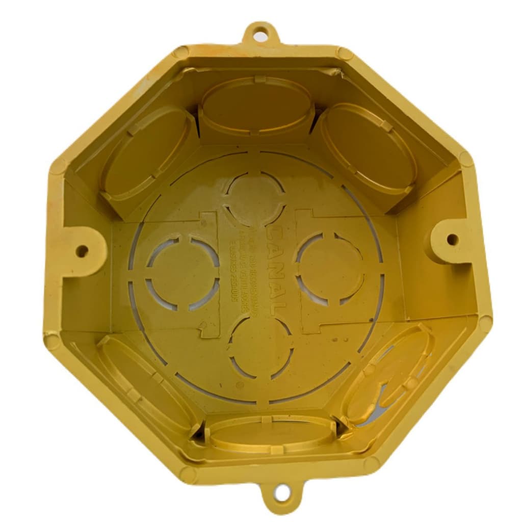kit com 15 Caixinhas de luz pvc Para Laje Octogonal 4x4 embutir amarelo