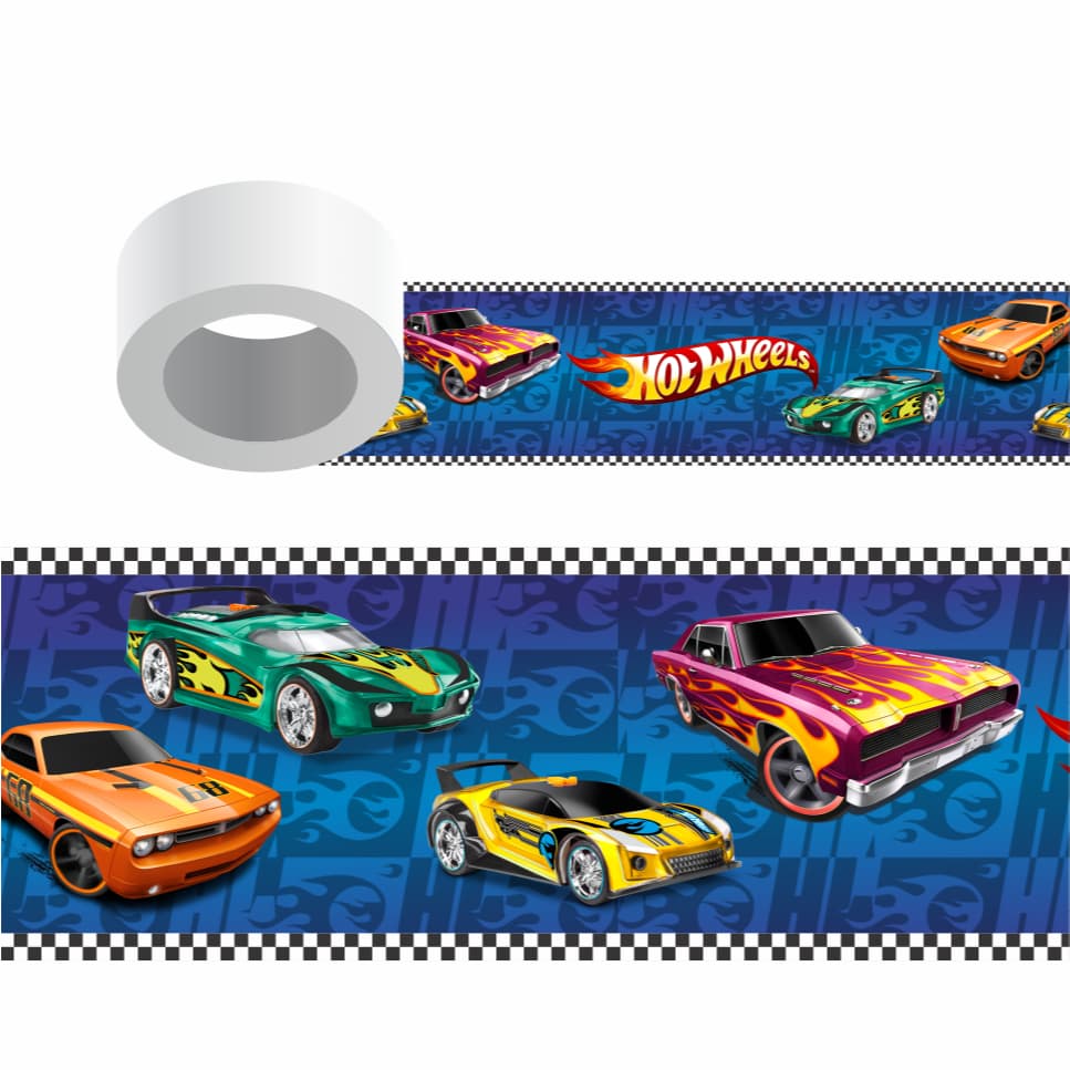 HOT WHEELS FX0.047 - FAIXA PARA QUARTO INFANTIL - carrinhos, radical, DECORAÇÃO DE QUARTO, PAREDE