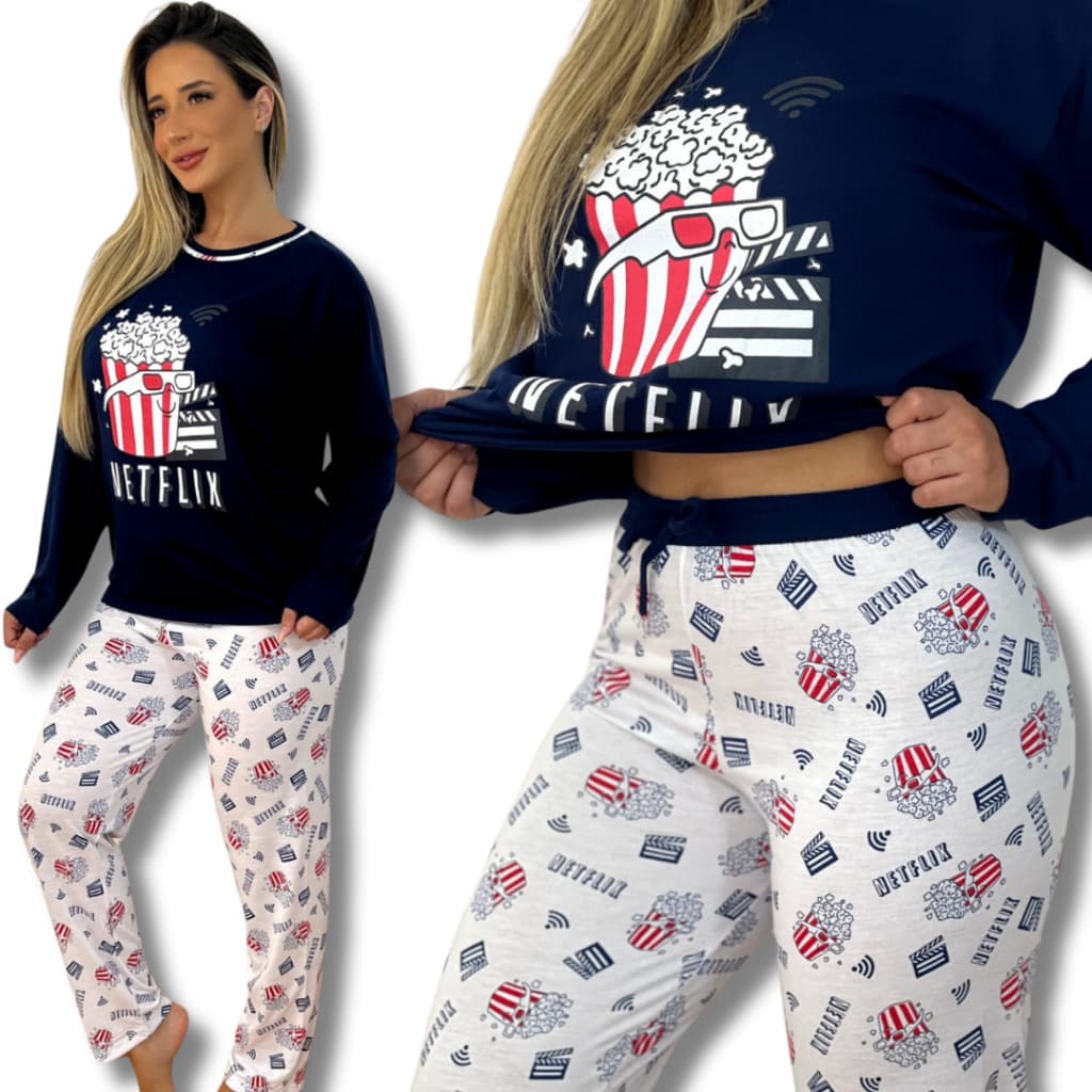 Pijama De Malha Manga Longa e Calça
