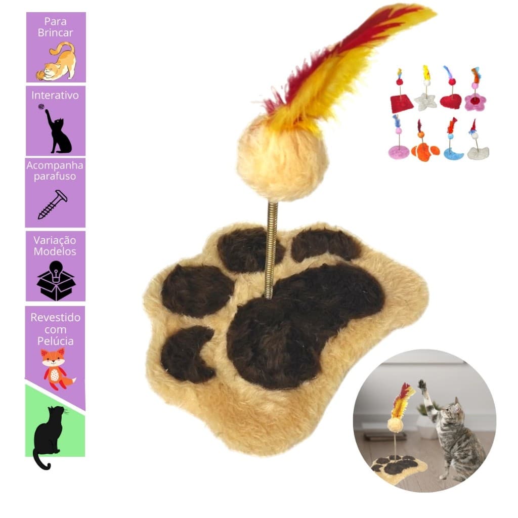 Brinquedo Interativo Pet com Mola Peninha para Gatos Vários Modelos