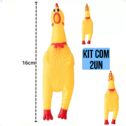 Galinha Frango Cachorro Cães Mordedor Kit c/ 2 Cachorro Pet Faz Barulho 16cm Pet Brinquedo incrivel