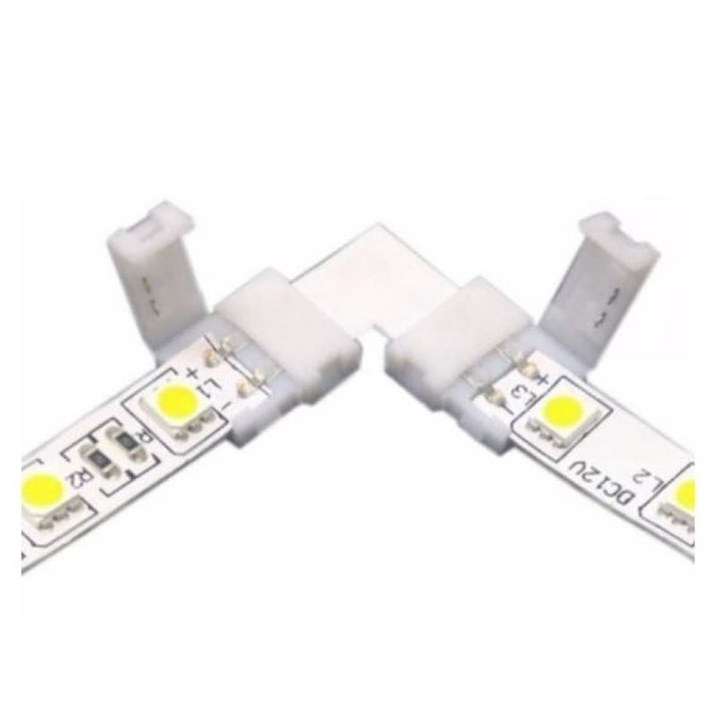 10 Conector Rápido Fita Led 3528 5050 2 vias 1 cor 90 graus Emenda L Rápida Clic Sem Solda