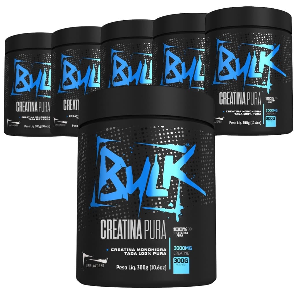 Kit 6x Creatina Monohidratada 100% Pura 300g Suplemento em Pó Creatine 100% Pure - Bulk Nutrition