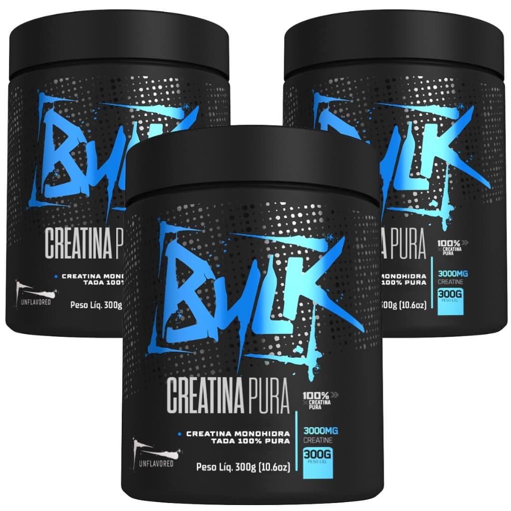 Kit 3x Creatina Monohidratada 100% Pura 300g Aprovada - Bulk Nutrition