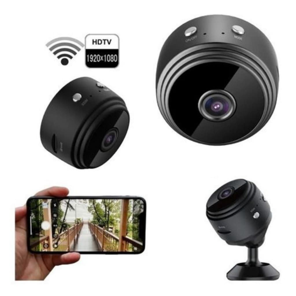 Câmera A9 Mini HD Wi-Fi com Sensor de Presença, Visão Noturna e Suporte de Encaixe 110V