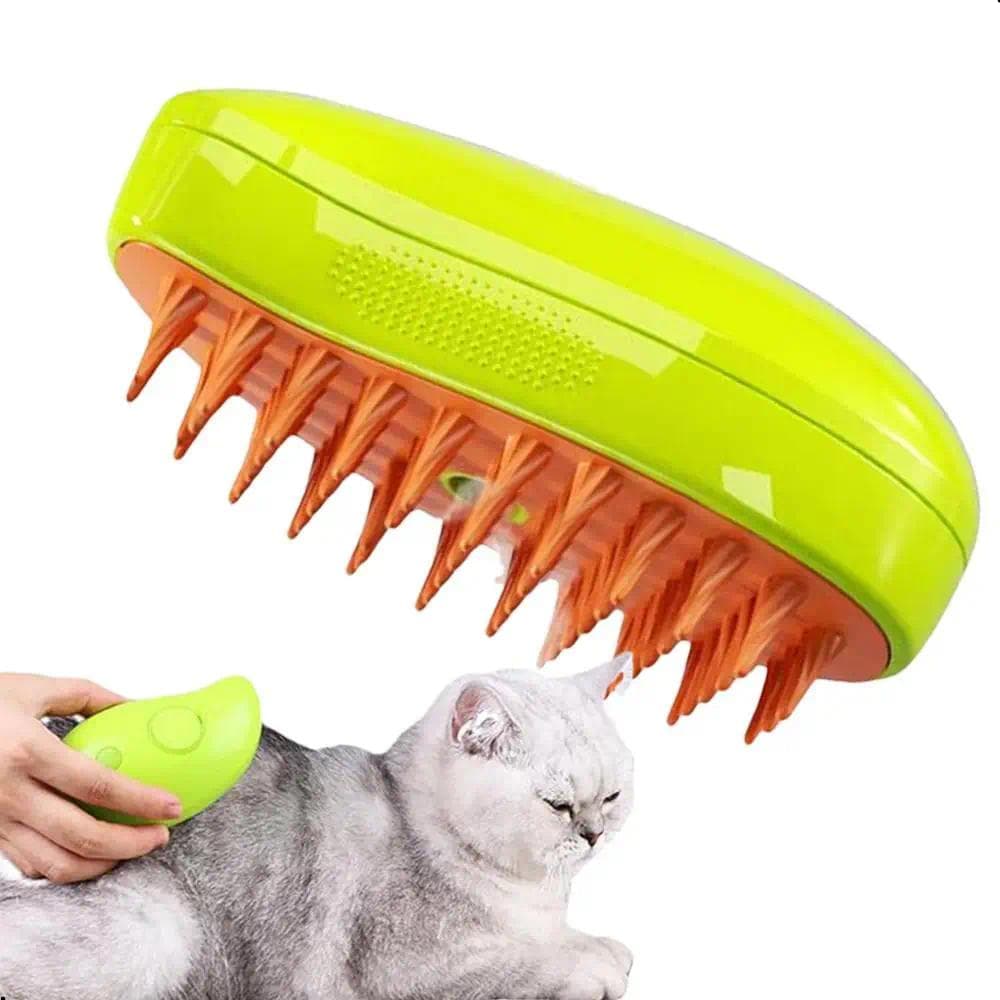 Escova 3 em 1 com Vapor para Pets, Carregamento USB, e Ponta Suave Ferramenta de Higiene Multifuncional