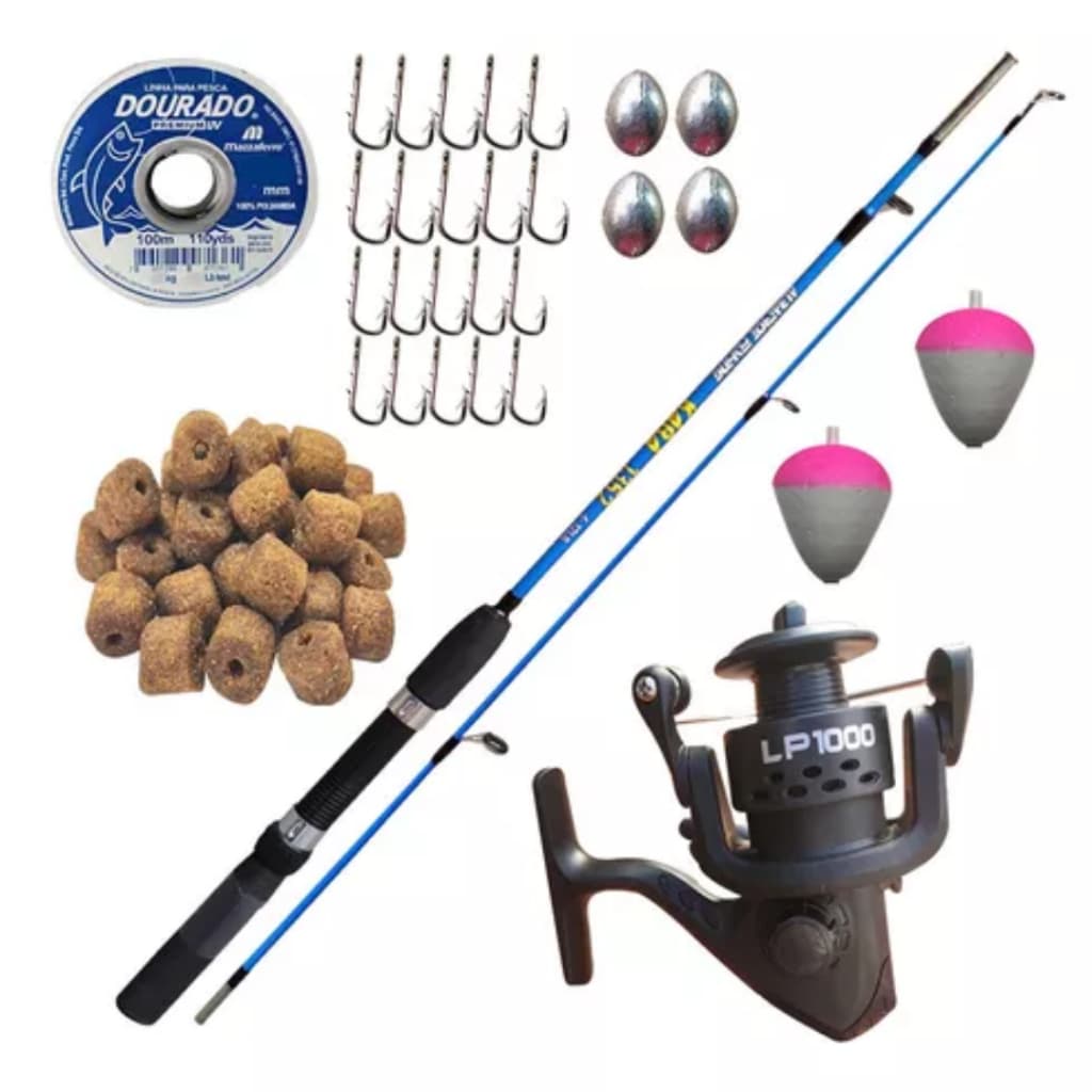 Kit de Pesca Completo Infantil Vara Molinete Linha Isca