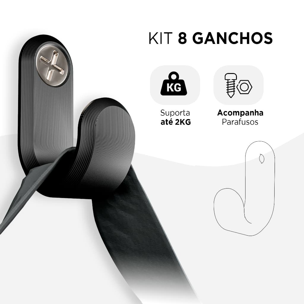 Kit de 8 unidades Suporte Gancho de Parede Para Toalhas, Mochilas, Roupas/Organizador/Multiuso/Multifuncional