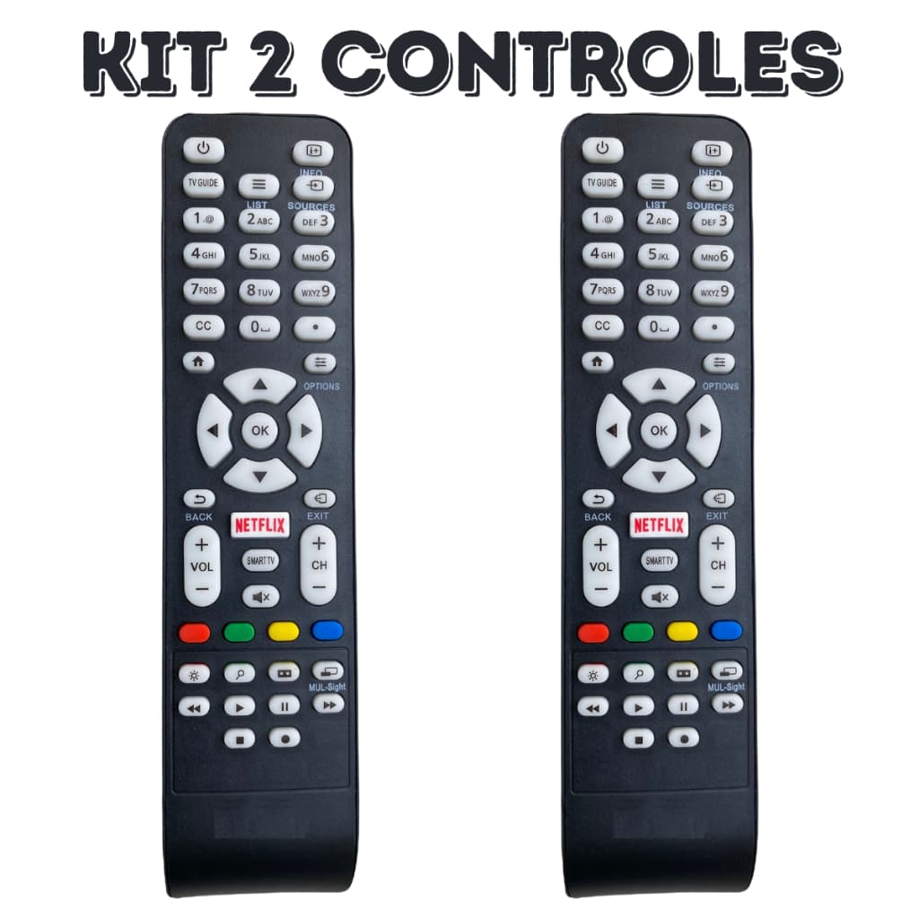 Kit 2 Controle Remoto Para TV AOC SMART TECLA NETFLIX
