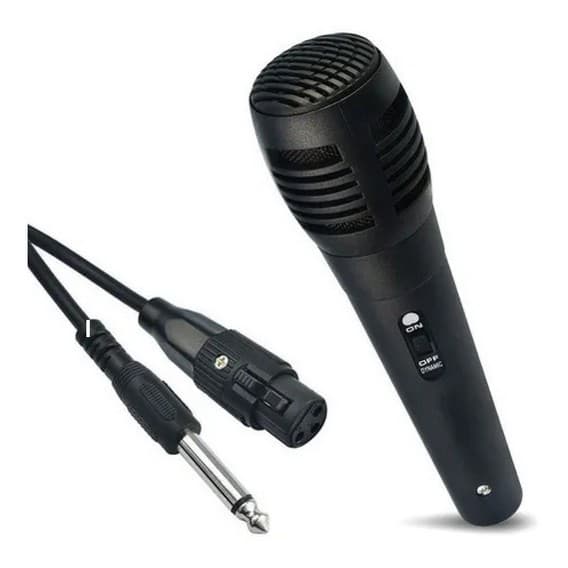 KIT Microfone Dinâmico Profissional Anti-Ruído Com Cabo XLR de 3 Metros Plug P10