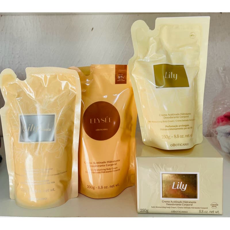Creme Acetinado Hidratante Desodorante Corporal Lily 250g Lily ,Elysee ,Refil