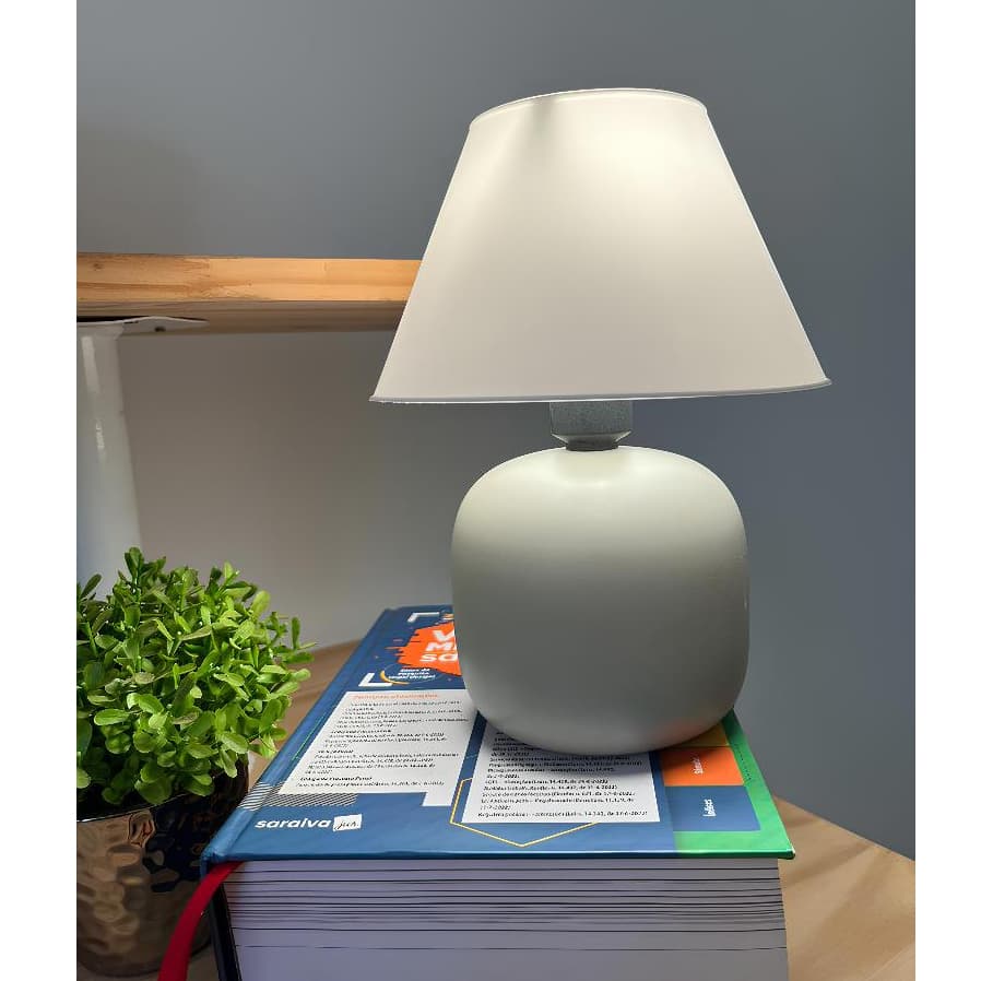 Abajur de Cerâmica Bivolt com Cúpula Luminária Decorativa para Quarto Sala Escritório