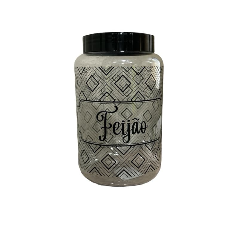Pote Plástico P/ Mantimento Tampa Preta 1700ml  Qpots Cor Transparente/Preto