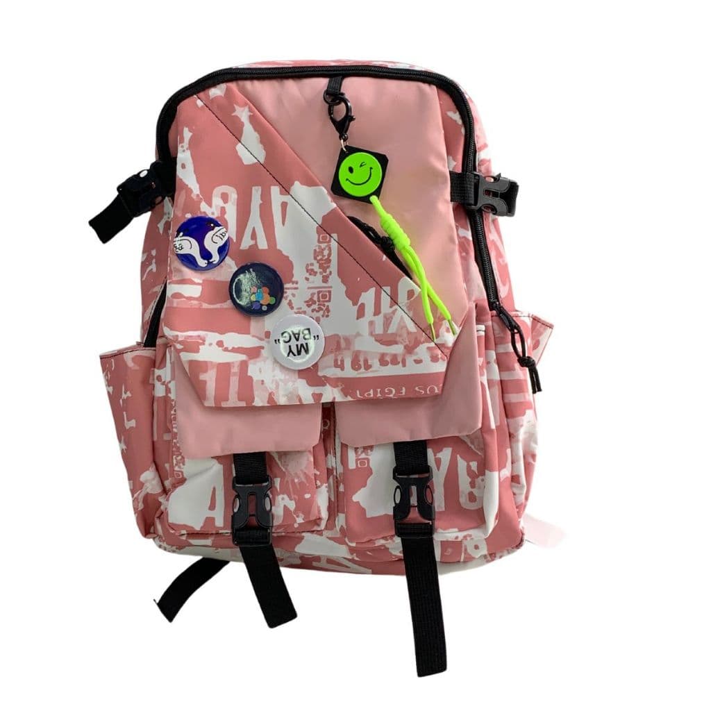 Mochila impermeável escolar estampas e broches bolsa unissex para viajar estudar trabalhar passear