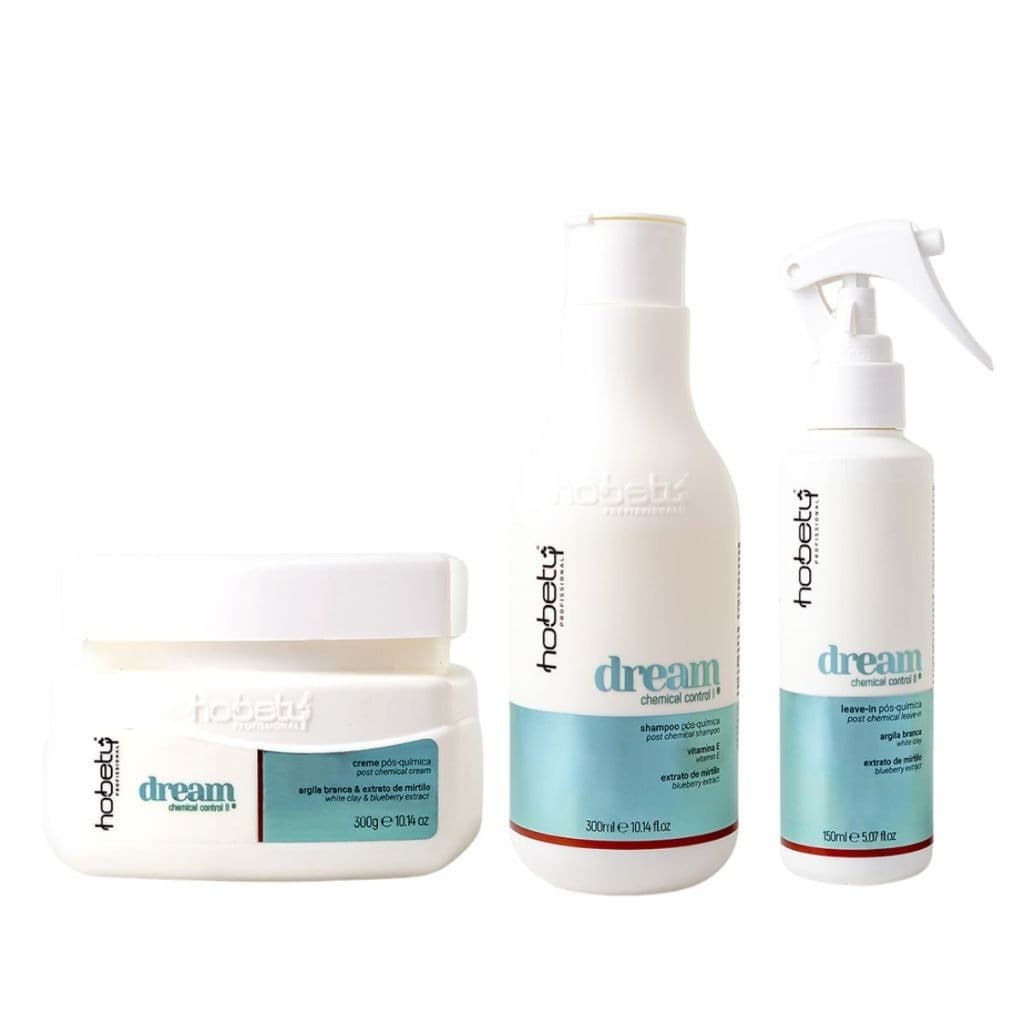 KIT DREAM CABELOS COM PROCESSOS QUÍMICOS  SHAMPOO+MASCÁRA+LEAVE-IN   HOBETY
