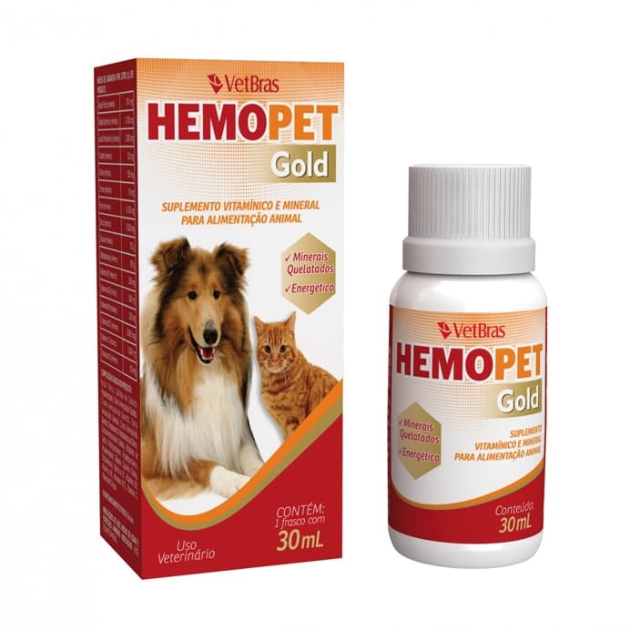 Suplemento Vitamínico Mineral Hemopet Gold 30ml