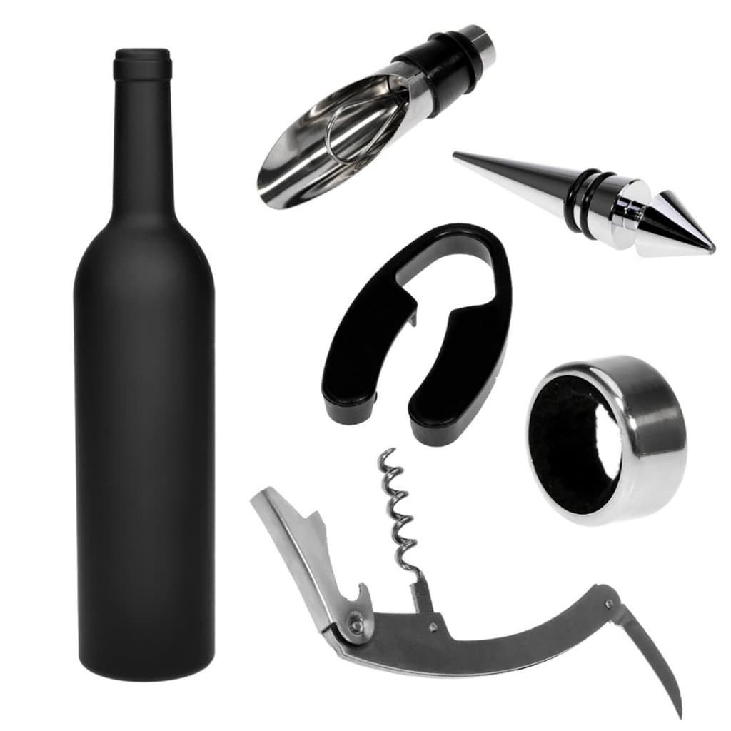 Kit Acessórios Vinho Lorben 5 Peças Saca Rolhas Abridor Dosador Salva Gotas Cortador Estojo Garrafa