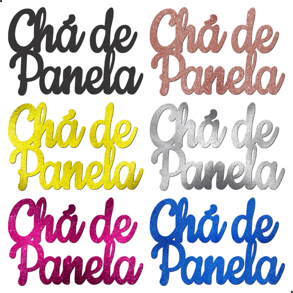 Letreiro MDF Chá de Panela 30cm Cores Glitter Aplique Frase Painel Decorativo Festa Aniversario Decoração