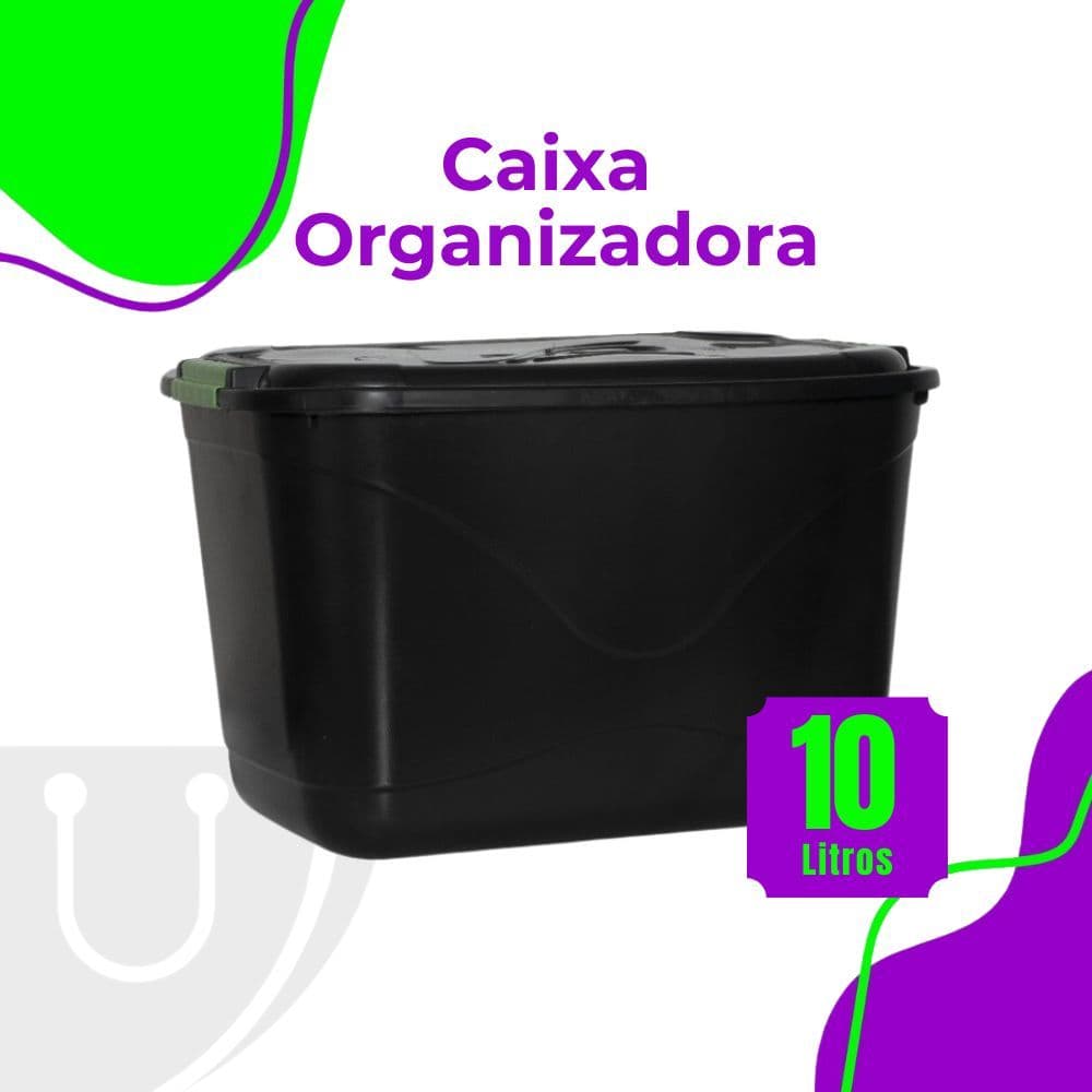 Caixa Organizadora 10 Litros Pequena Com Tampa e Travas Cesto Pequeno