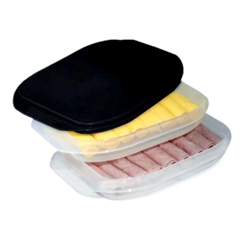 Conjunto Porta Frios Cor & Arte Retangular 1400 ml Helsim, organizador de geladeira.