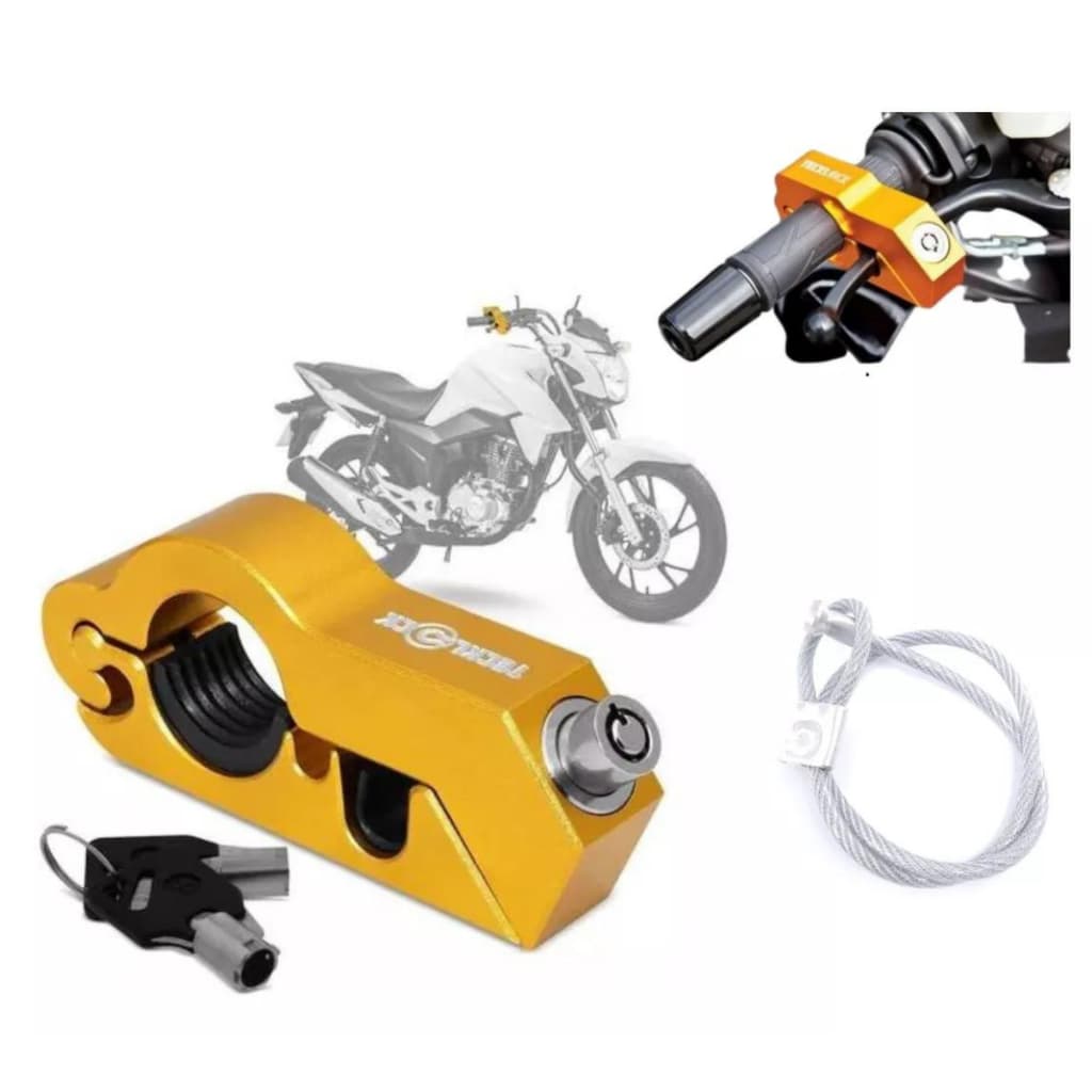 Trava De Moto Manete E Capacete Antifurto Tecklock Amarelo