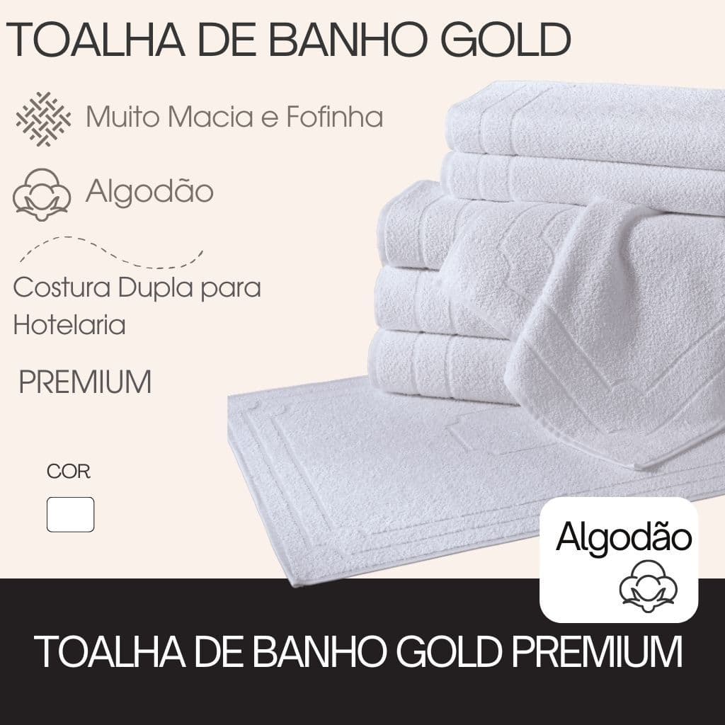 Toalha de Banho Suíte Gold Premium muito Macia com costura Dupla para Hotelaria 1 peça