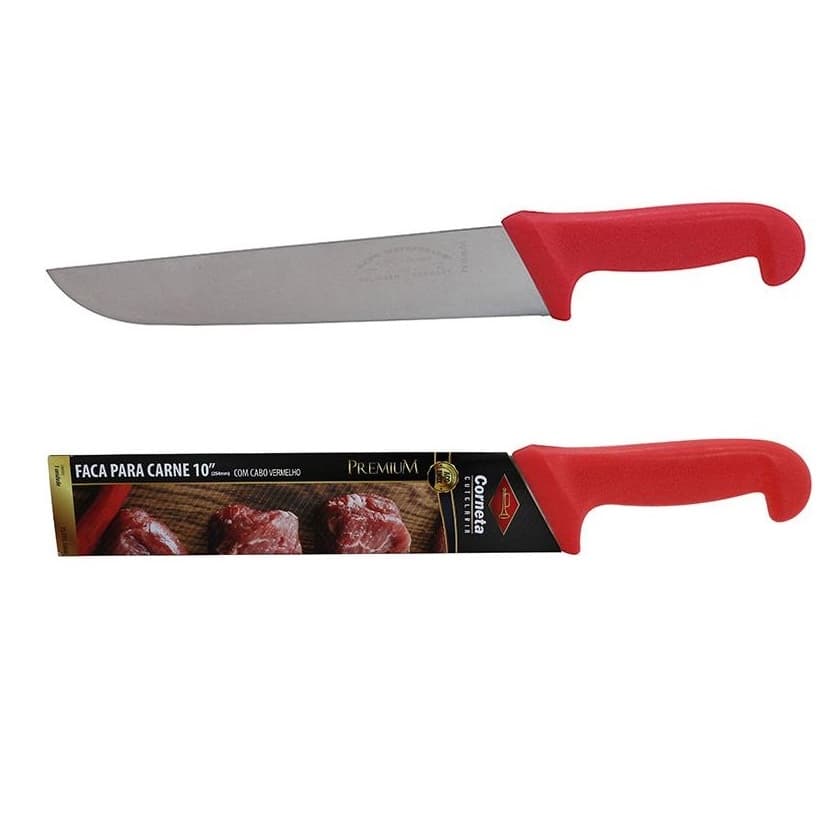 Faca Para Carne Cozinha Churrasco Inox 10 Polegas Profissional Premium Corneta
