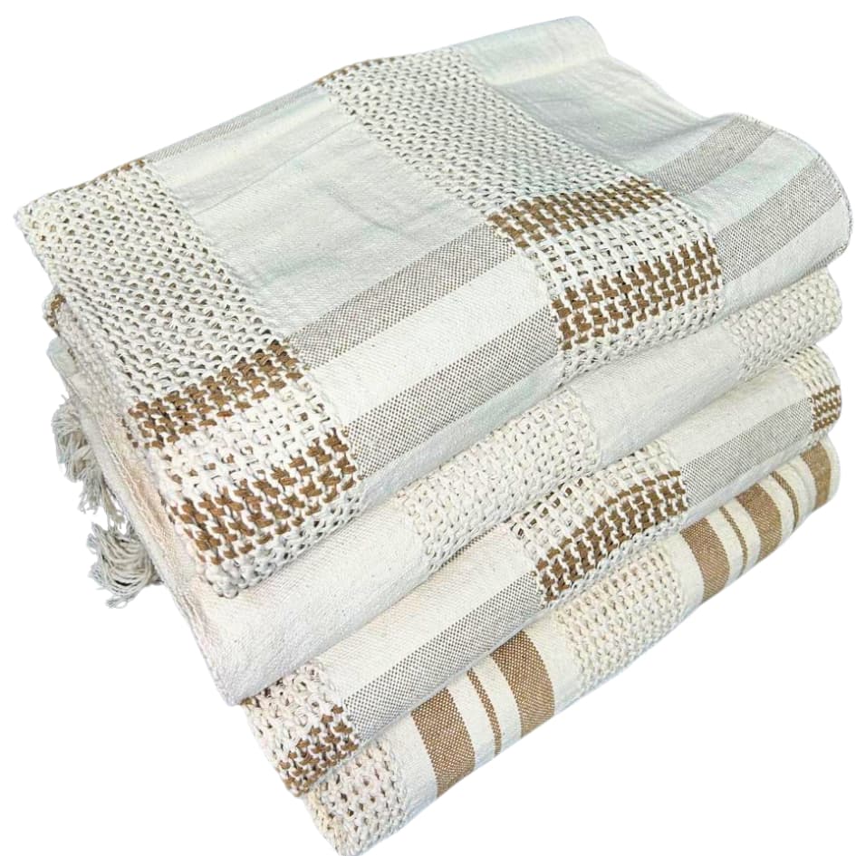 Manta Decorativa de Sofá em Algodão Natural Tela 240x185cm