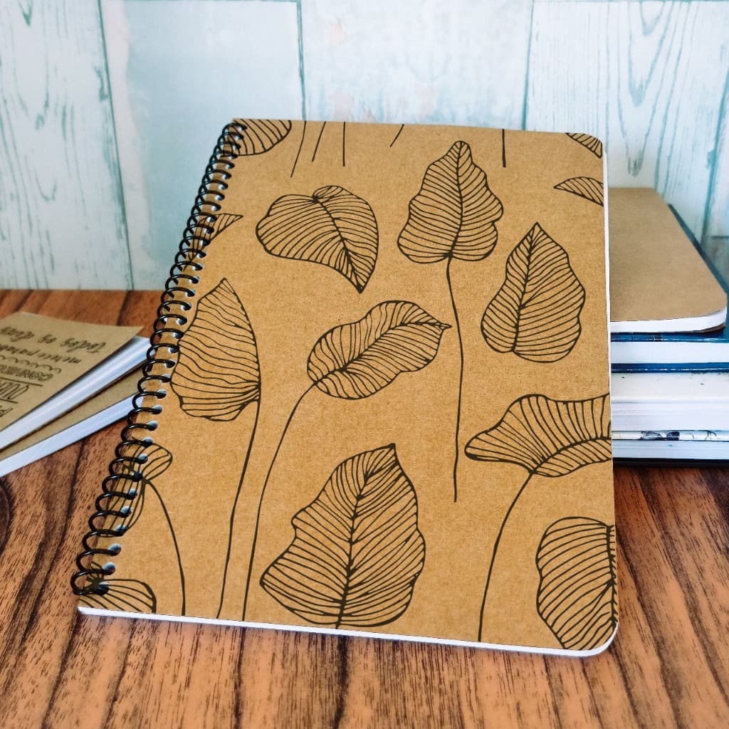 Caderno Pontilhado Kraft Floral A5 15x21cm 50 folhas Scrapbook para esboço ou anotações