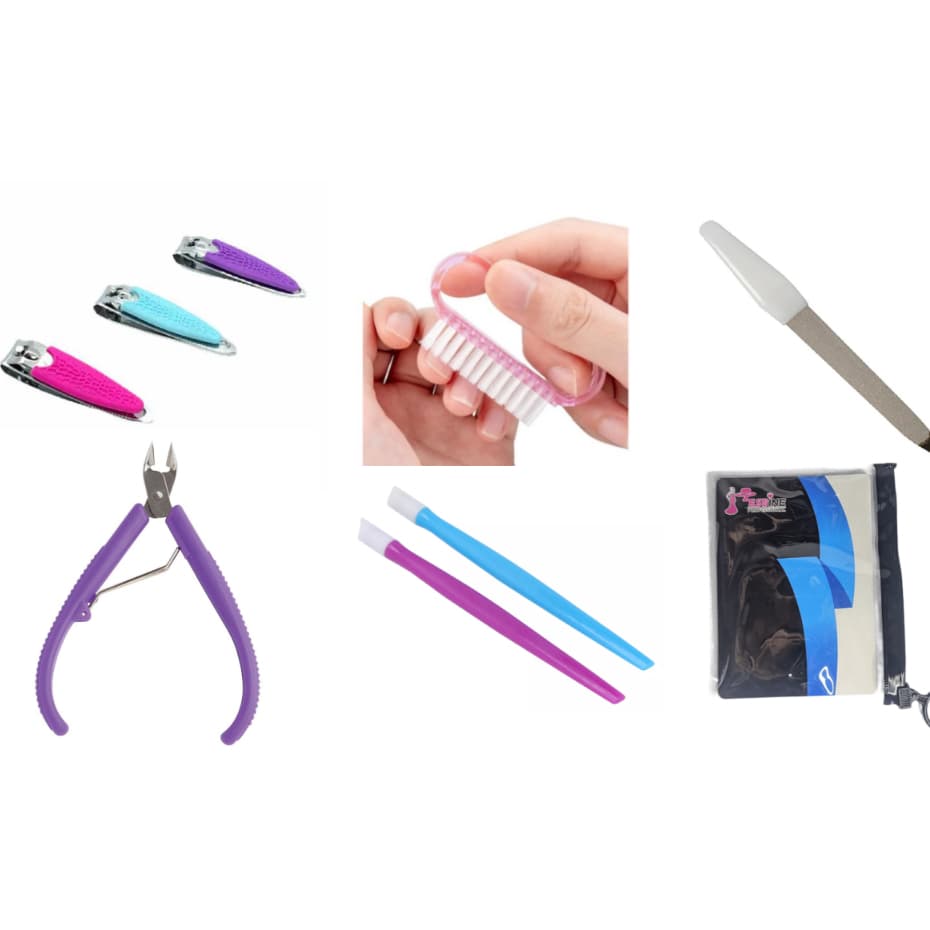 Kit 6 Pçs Unha Viagem 1 Limpador 1 Alicate 1 Escova 1 Cortador 1 Lixa Unha Unha Limpeza Alicate Estojo