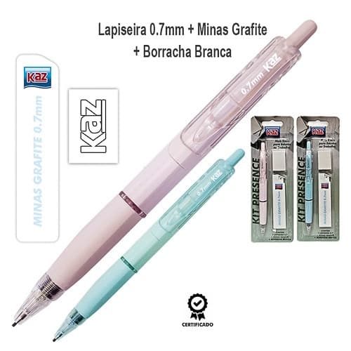 Kit Presence Lapiseira 0.7mm + Minas Grafite + Borracha Branca KZ1905BL