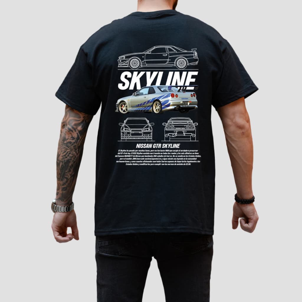 Camiseta Skyline GTR34 Streetwear Carro de Luxo Velozes e Furiosos