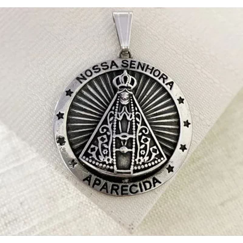 Cordão com Pingente Aço Inox Nossa Senhora Aparecida
