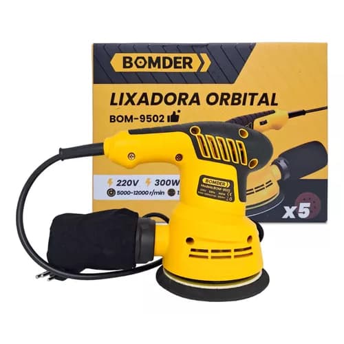 lixadeira Orbital Profissional Eletrica 300w Madeira Gesso com 5 lixas 110v ou 220v