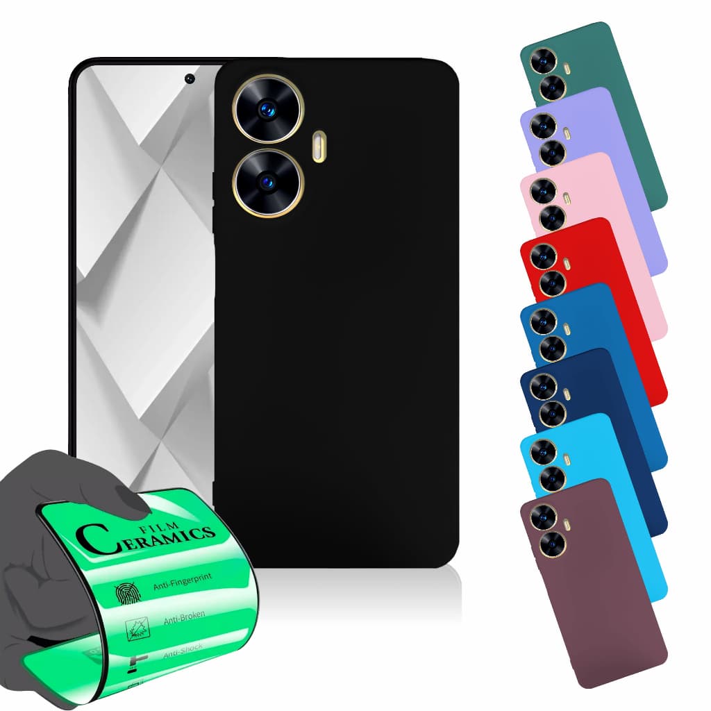 Capa Capinha Anti Shock Aveludada + Película Para Realme C55