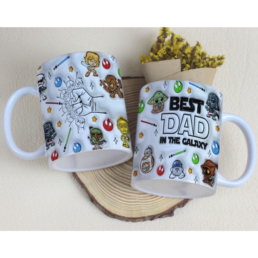 Caneca Personalizada BEST  DAD/ Dia Dos Pais Segurando Mão do Pai Segurando A Mão Da Vovô Com Efeito 3D