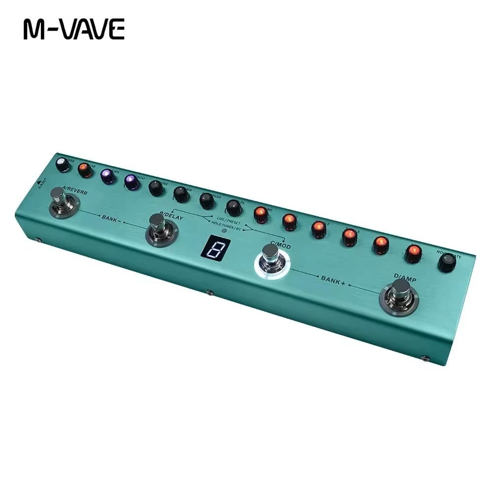 Pedal multiefeitos para guitarra M-VAVE Tank-G 36 predefinições 9 slots de pré-amplificador 8 slots de cabine de