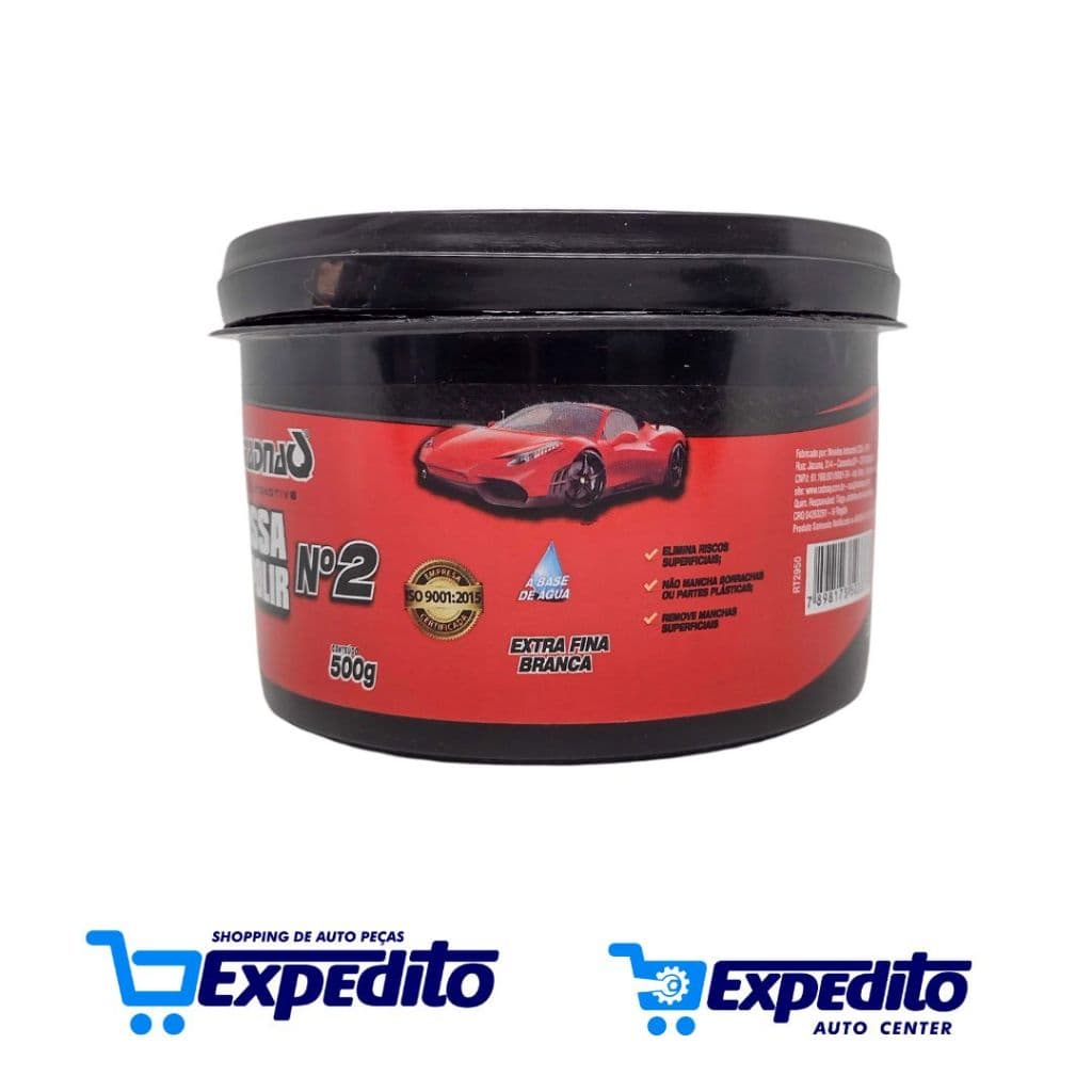 Massa de Polir N°2 Automotiva Polidor para Superfícies Pintadas Extra Fina Branca 500g Radnaq