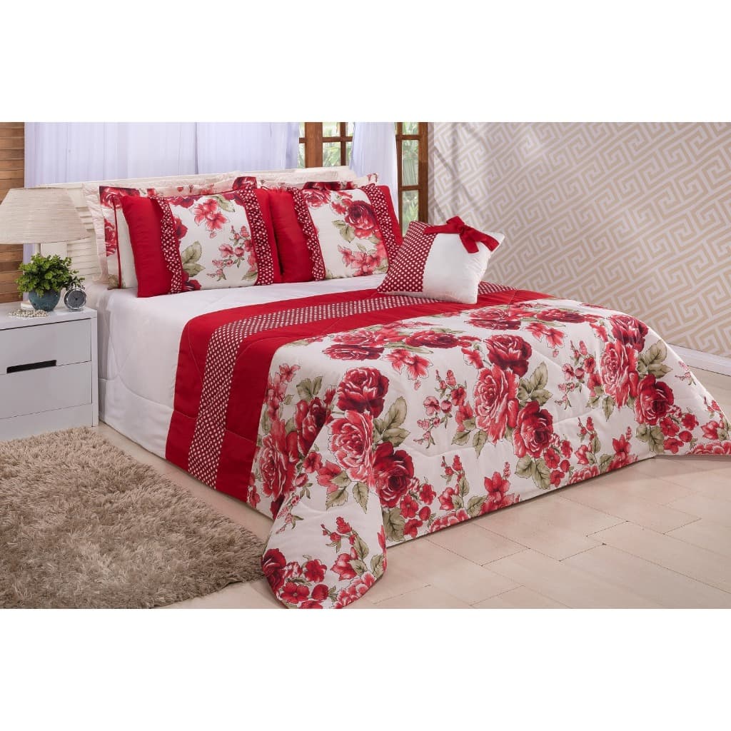Kit Cobre Leito Vitória Queen 7 Peças – Charme e Delicadeza