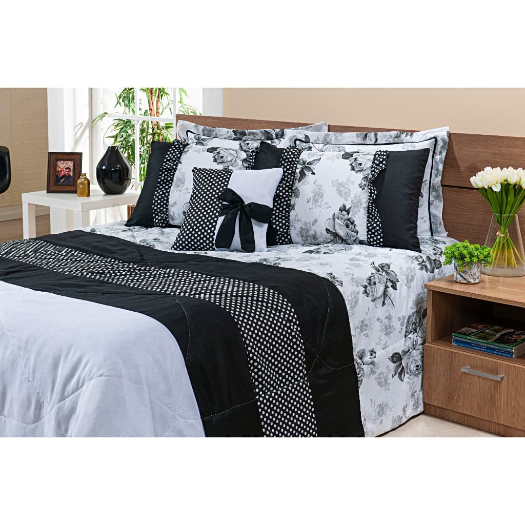 Conjunto Cobre Leito Vitória Queen - Algodão 60% 7 Peças