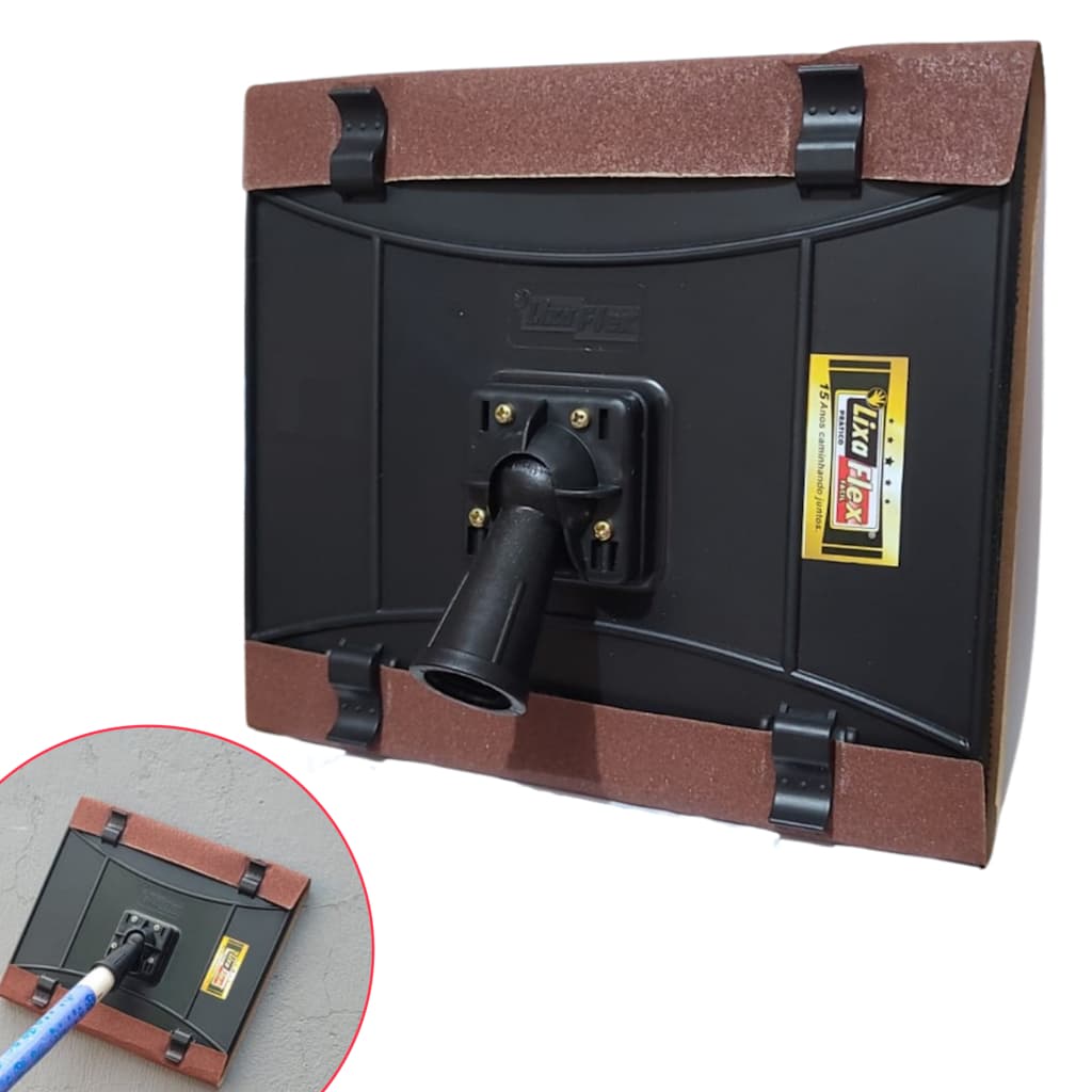 Suporte Para Lixa Para Teto e Parede Cor Preto Lixaflex Acoplável extensor - Lixa Inteira, Lixa: Teto, Paredes de Reboco