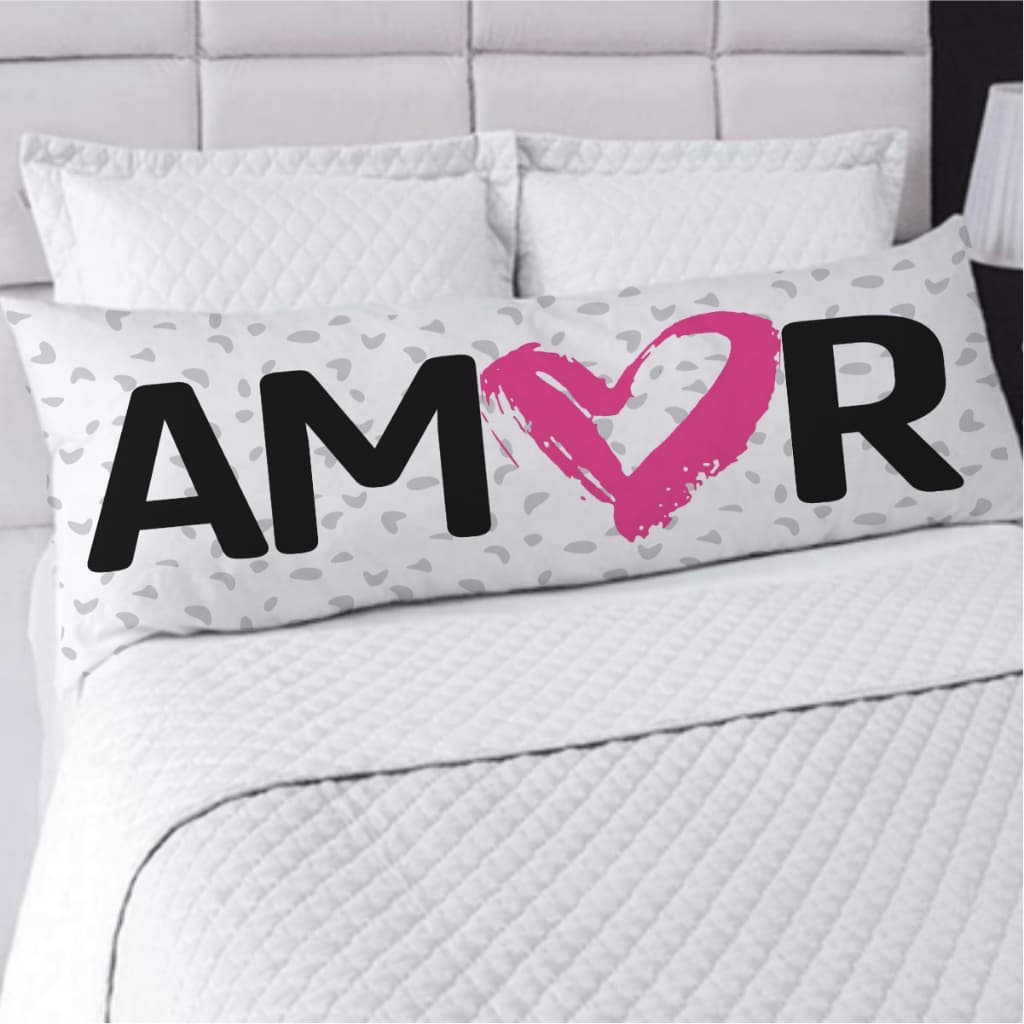 Fronha Avulsa ou Kit Fronha com Travesseiro de Corpo Xuxão Estampa Amor Coração Rosa