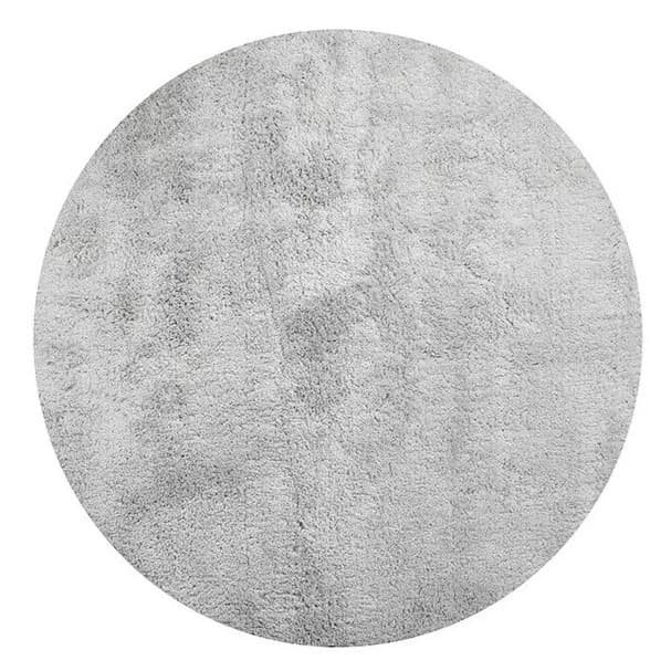 Tapete Redondo 150X150 Quarto Sala Escritório Pelo Macio Desenho do tecido Prata