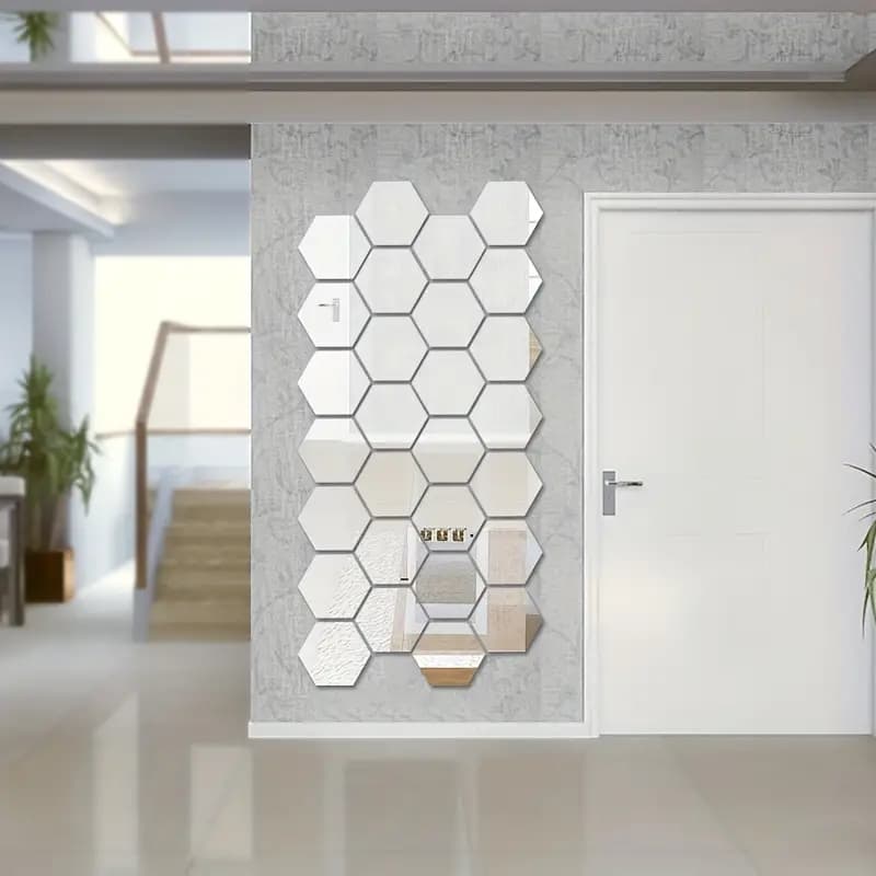 Kit com 30 Acrílico Espelhado Decorativo para Quarto e Banheiro  Decoração de Parede para Ambientes