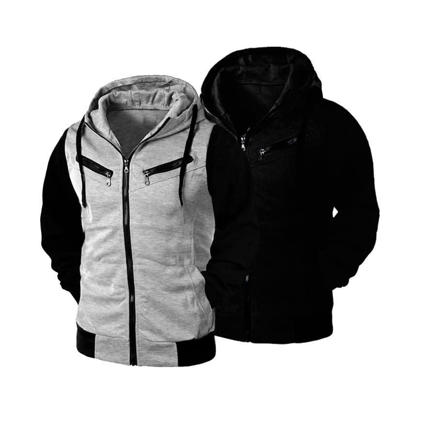 Kit 02 Blusas De Frio Raglan com Capuz e Zíper Jaqueta Masculino e Feminino