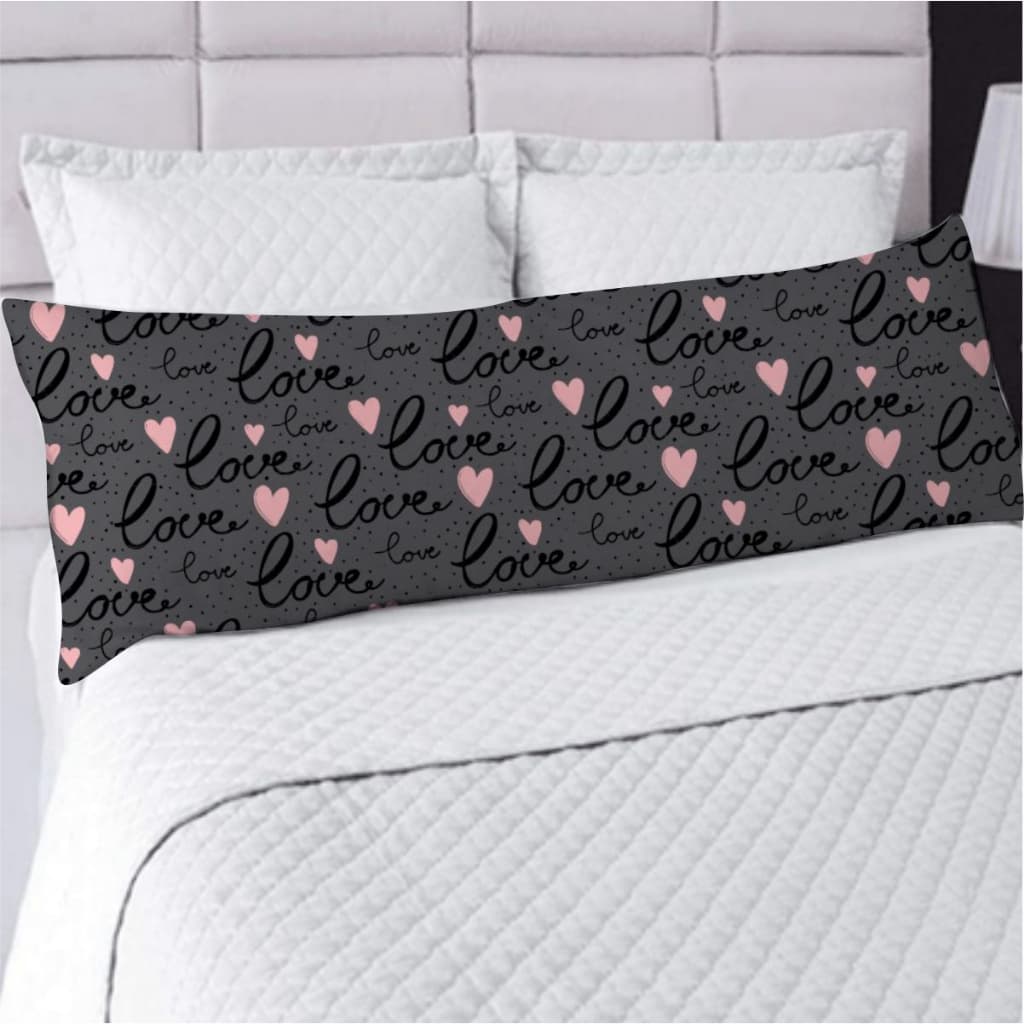 Fronha Avulsa ou Kit Fronha com Travesseiro de Corpo Xuxão Estampa Love Decoração Romântica, Casal
