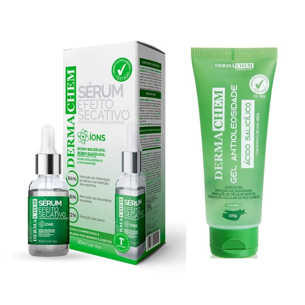 Kit Skincare Antioleosidade Anti Acne Sérum Efeito Secativo Gel Antioleosidade Dermachem Promocional