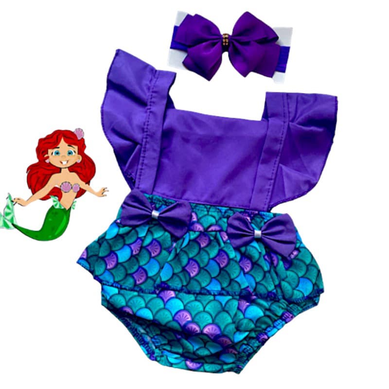 Romper Princesa Sereia Temático Mesversario + Laço de brinde