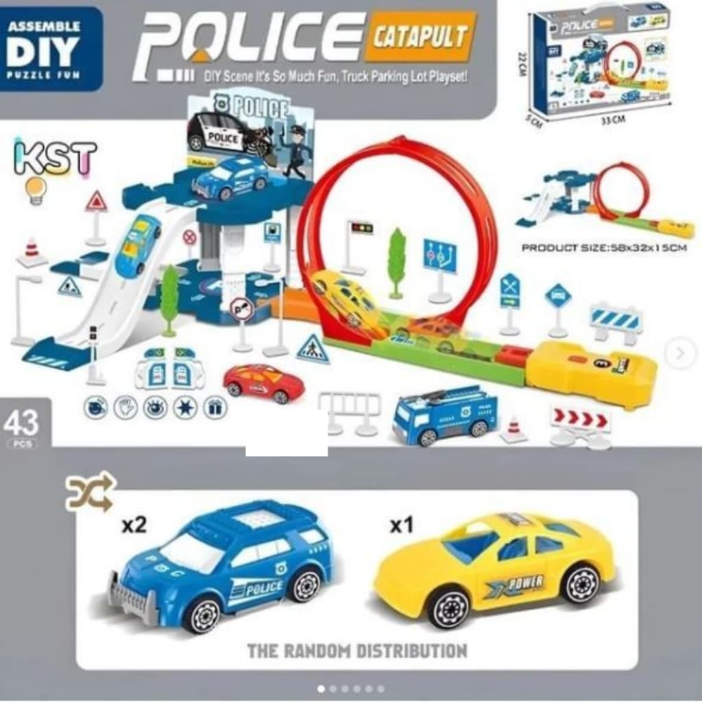 Brinquedo Estacionamento/Garagem Carrinho Policia Com Looping 43 Peças Infantil