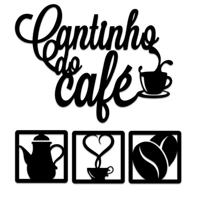 Cantinho Do Café Quadro decorativo Vazado cortado a laser 4 Peças MDF 3mm